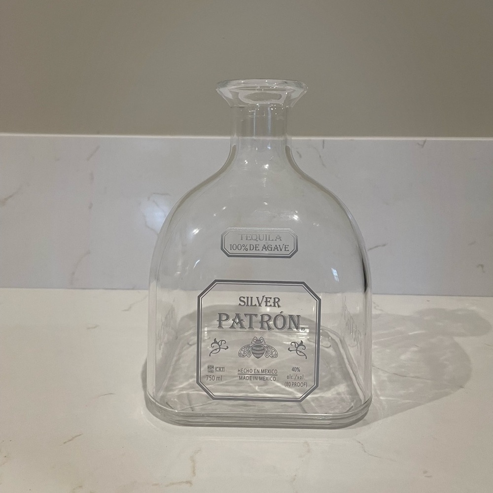 Acrylic 54oz Patron Tequila replica bottle carafe